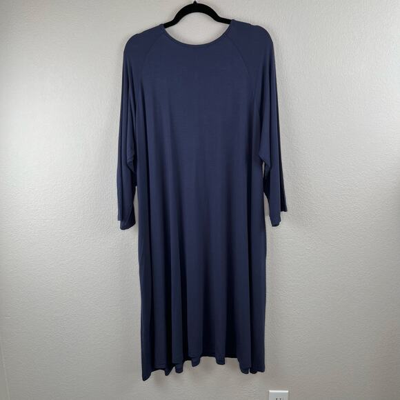 White Mark Criss Cross Neck Navy Blue Relaxed Fit Swing Midi Dress Plus 3XL NWT - Picture 13 of 13